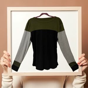 BOGO! Olive, Gray, and Black Colorblock Tee